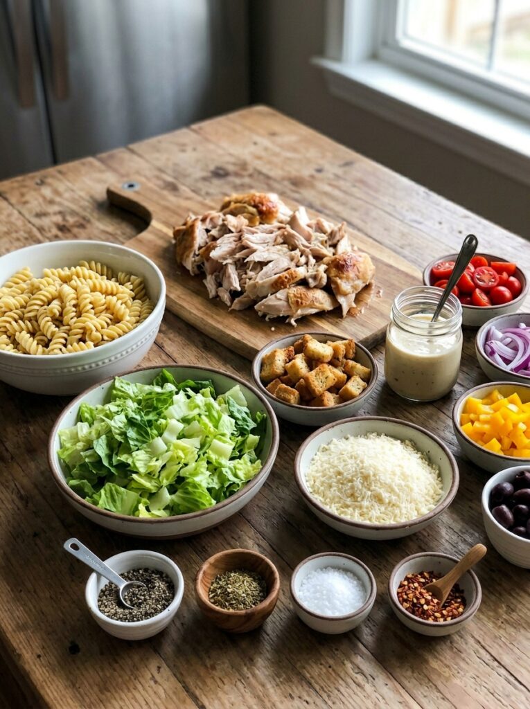 Rotisserie Chicken Caesar Pasta Salad 13 Ingredients for chicken caesar p… 202606022003