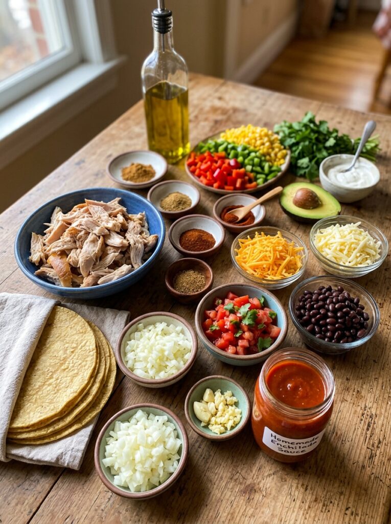 Rotisserie Chicken Enchilada Skillet 13 Ingredients for chicken enchilad… 202605021733