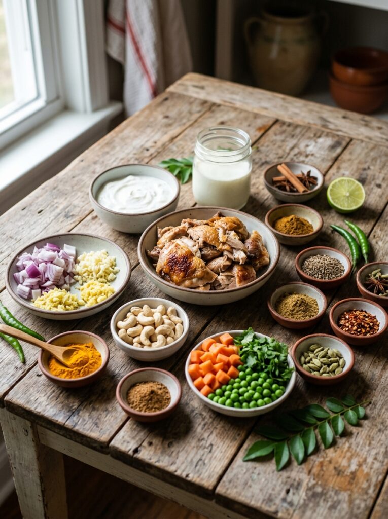 Easy Rotisserie Chicken Korma Curry 13 Ingredients for chicken korma curry 202605082122
