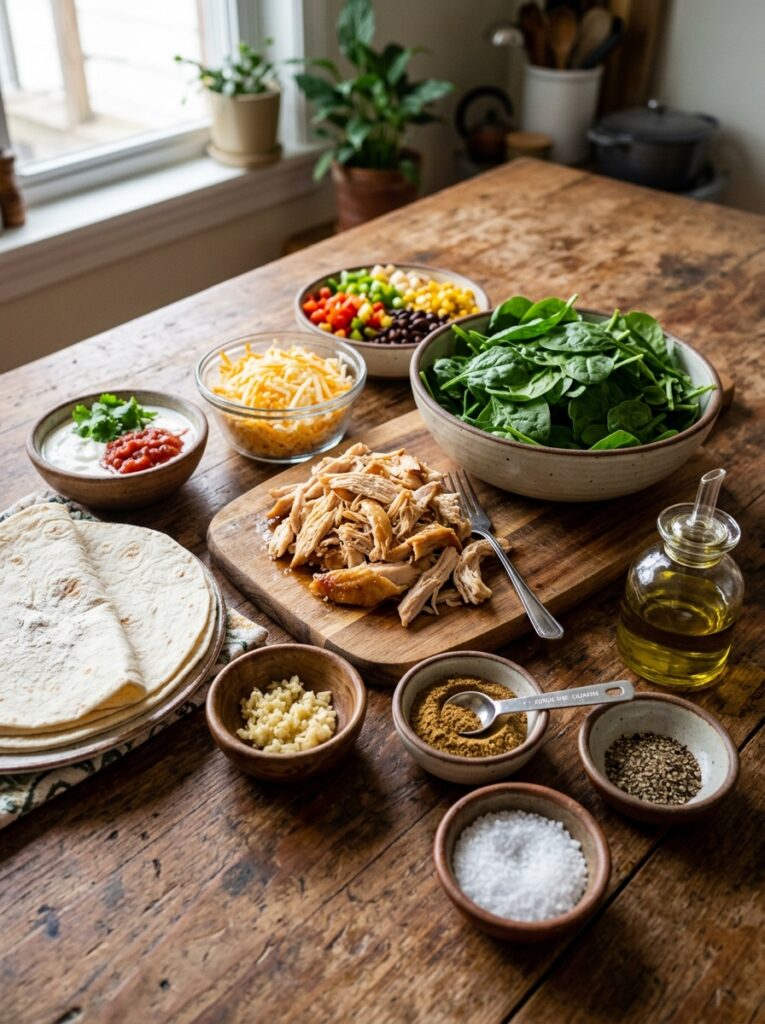 Rotisserie Chicken Spinach Quesadillas: Easy Homemade Recipe 13 Ingredients for chicken spinach … 202605241608