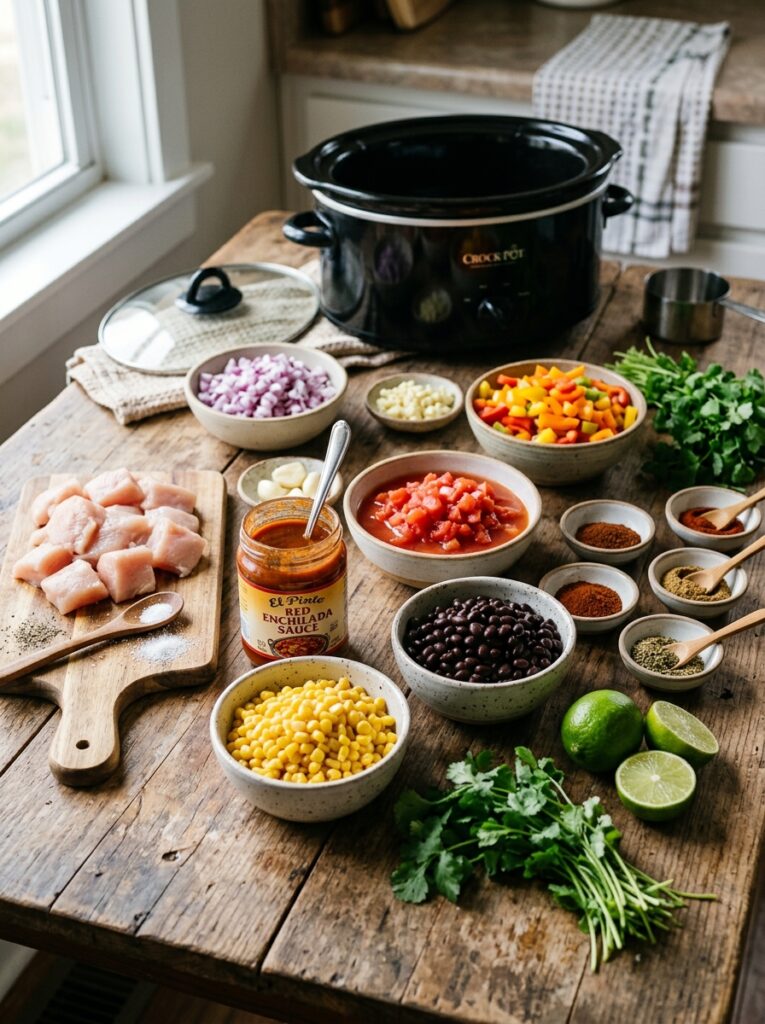 Crockpot Chicken Enchilada Soup 13 Ingredients for crockpot chicken… 202605111316
