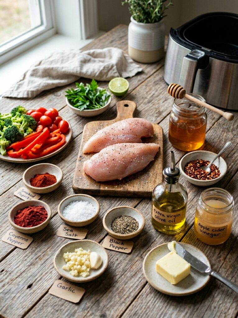 air fryer hot honey chicken breast 13 Ingredients for hot honey chicken 202605050003