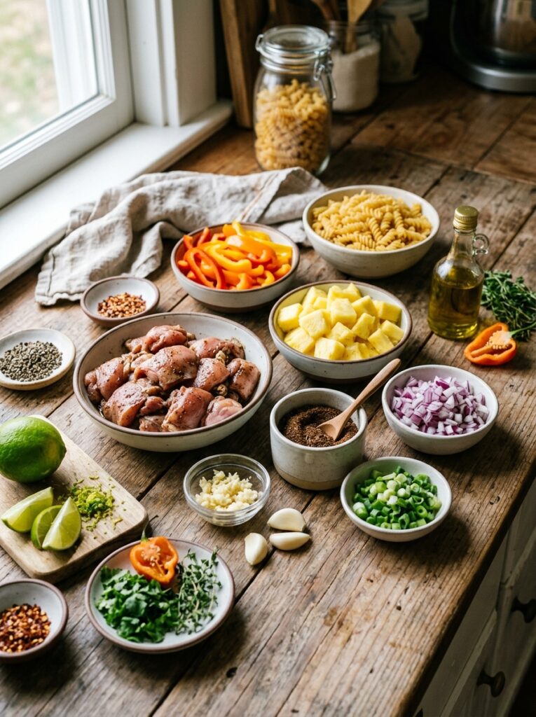 Spicy jerk chicken pineapple pasta salad 13 Ingredients for jerk chicken pas… 202606062035
