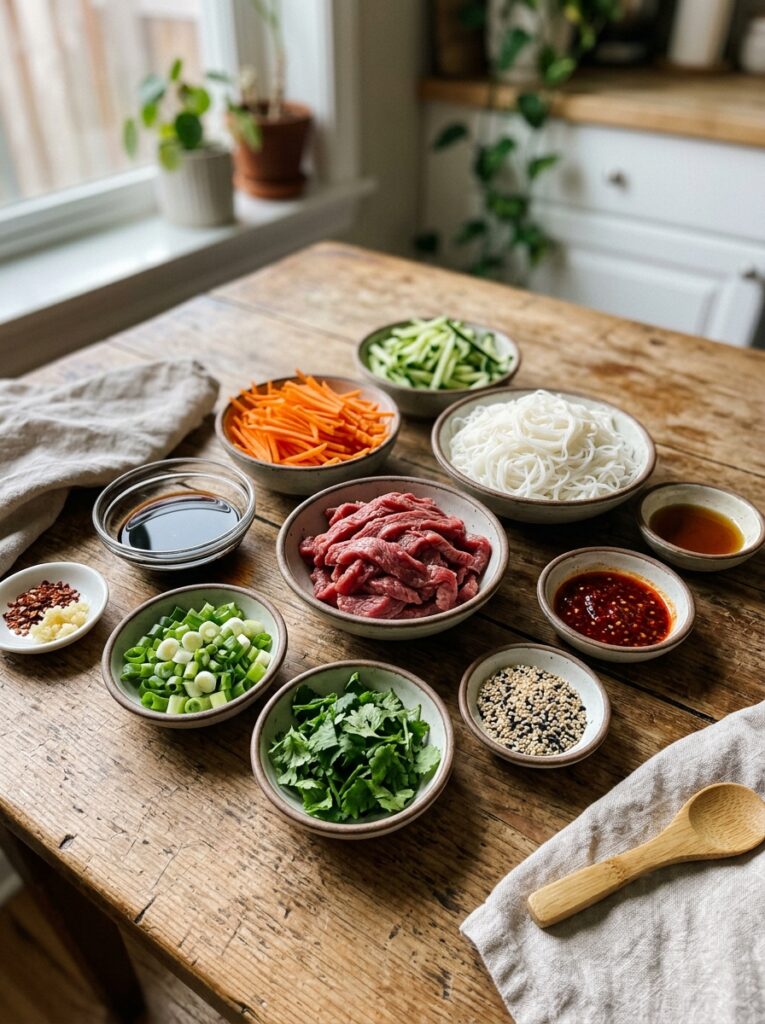 Spicy sesame beef cold noodle salad 13 Ingredients for noodle salad 202606062104
