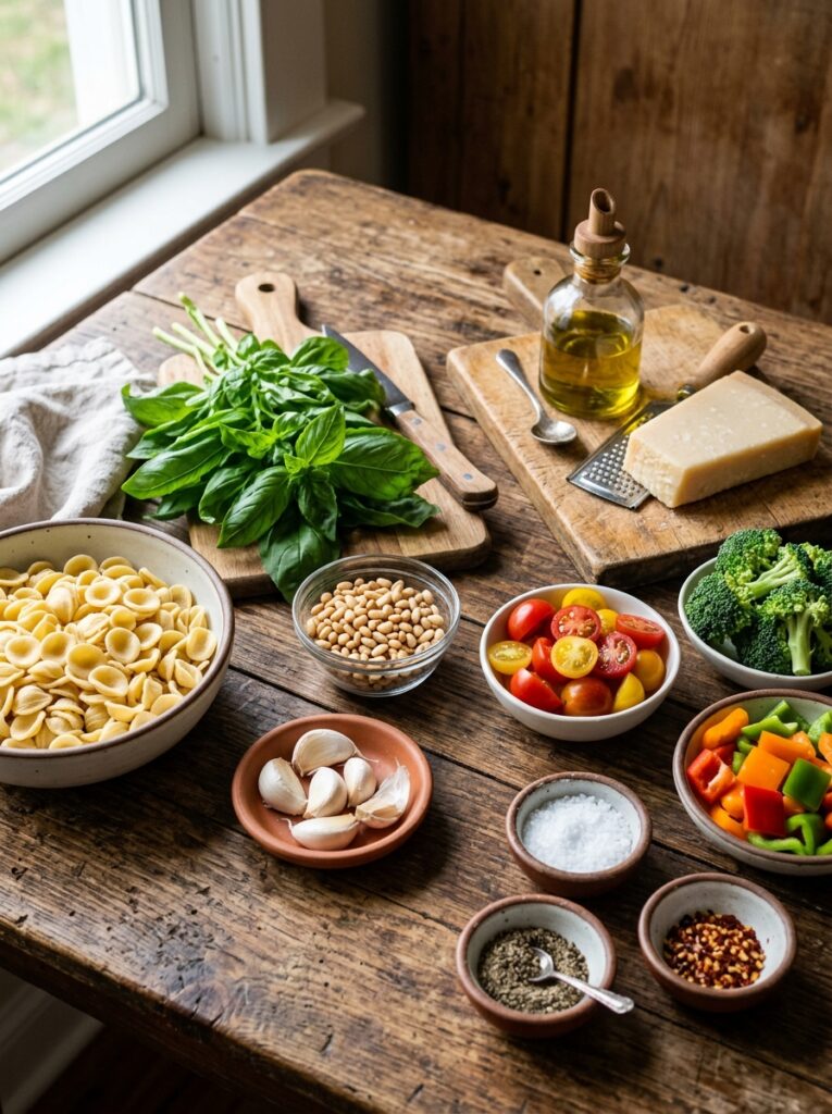 Creamy Basil Pesto Pine Nut Pasta Salad 13 Ingredients for pasta salad 202606062045