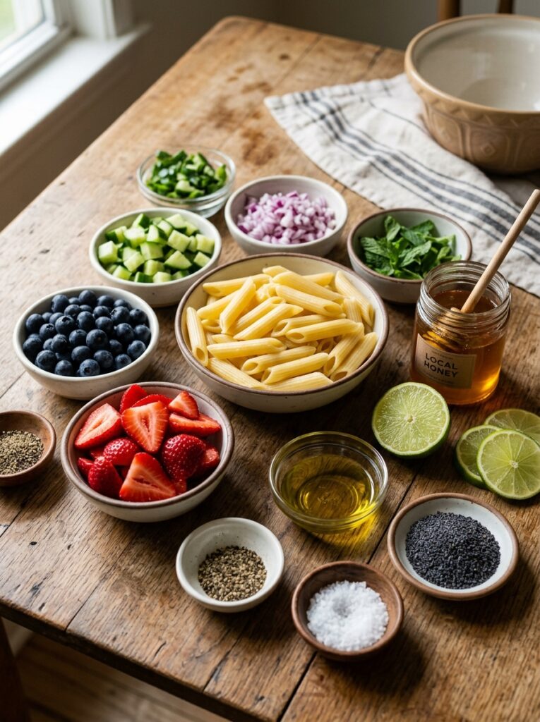 Honey Lime Fruit Poppyseed Pasta Salad: A Refreshing Summer Delight 13 Ingredients for pasta salad arra… 202606041831