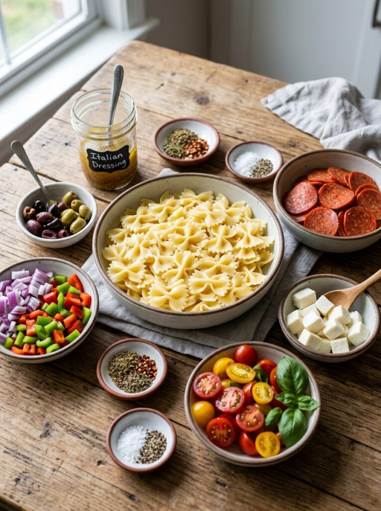 Easy Pepperoni Pizza Style Pasta Salad 13 Ingredients for pizza pasta salad 202606031937