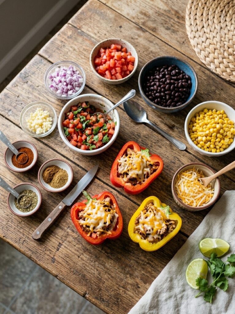 Rotisserie Chicken Taco Stuffed Peppers 13 Ingredients for rotisserie chick… 202605241811