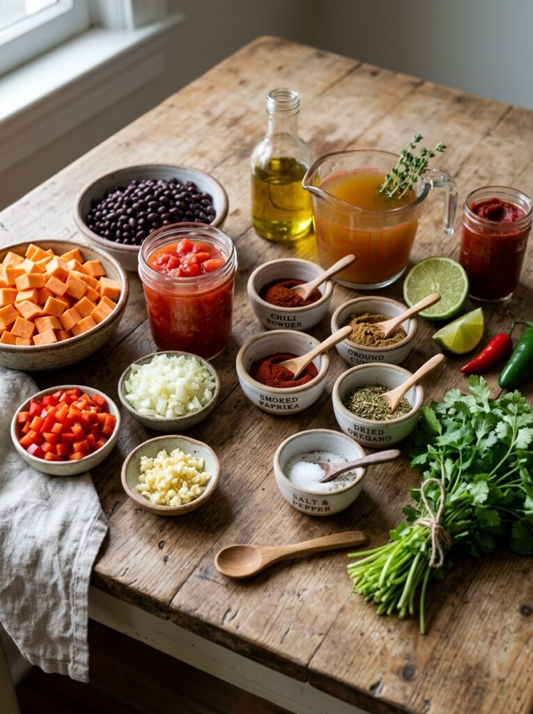 Healthy Sweet Potato Chili 13 Ingredients for sweet potato chili 202606071935