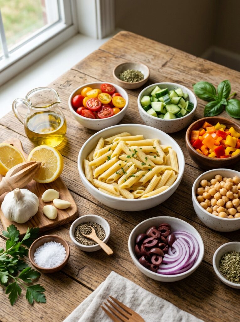 Pantry staple leftover veggie pasta salad 13 Ingredients for veggie pasta salad 202606031929