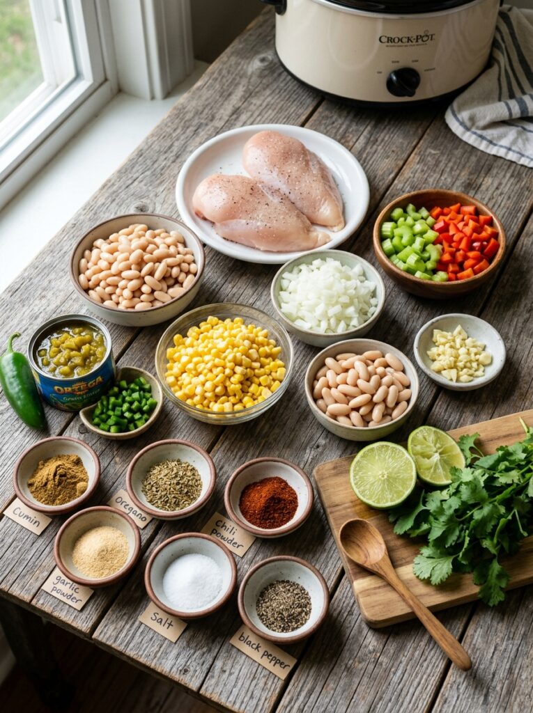 slow cooker white chicken chili 13 Ingredients for white chicken chili 202605050011