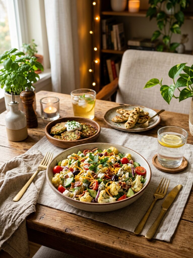 Low Carb Keto Cauliflower Faux Pasta Salad 15 Keto cauliflower pasta salad setup 202606031851