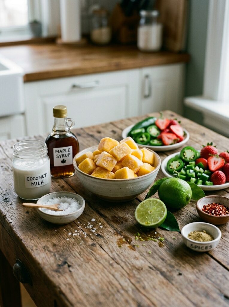 Easy homemade mango sorbet blender 13 Mango sorbet ingredients arrange… 202606091826