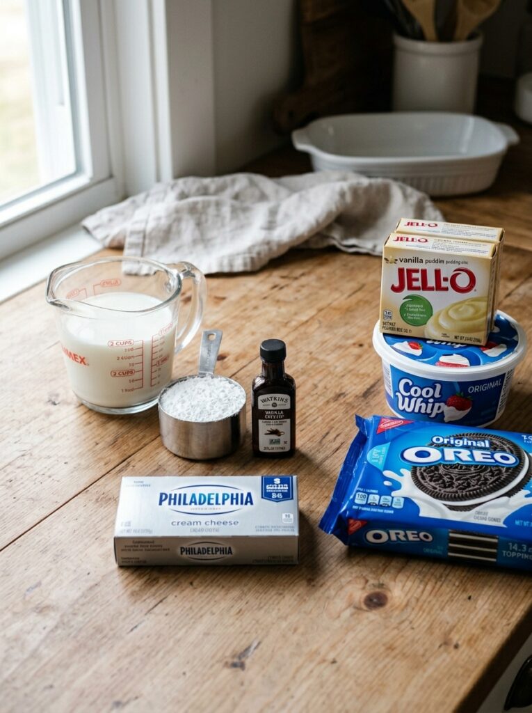 No Bake Oreo Dessert Lasagna 13 Oreo dessert ingredients arrange… 202606091915