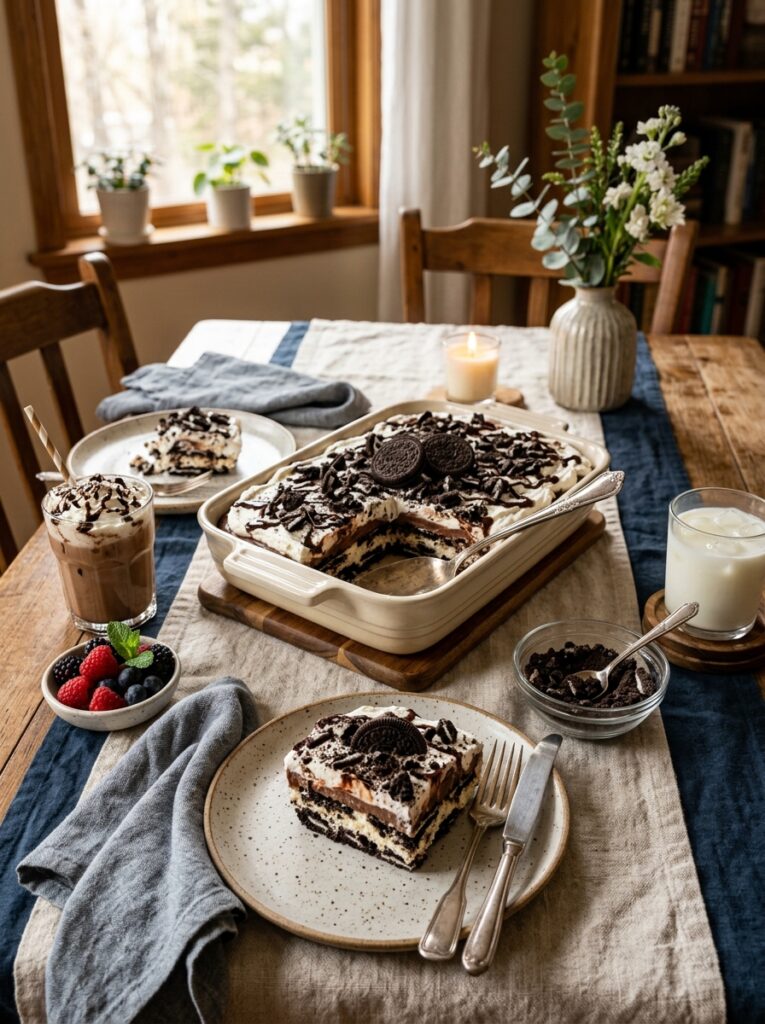 No Bake Oreo Dessert Lasagna 15 Oreo dessert lasagna setup 202606091915