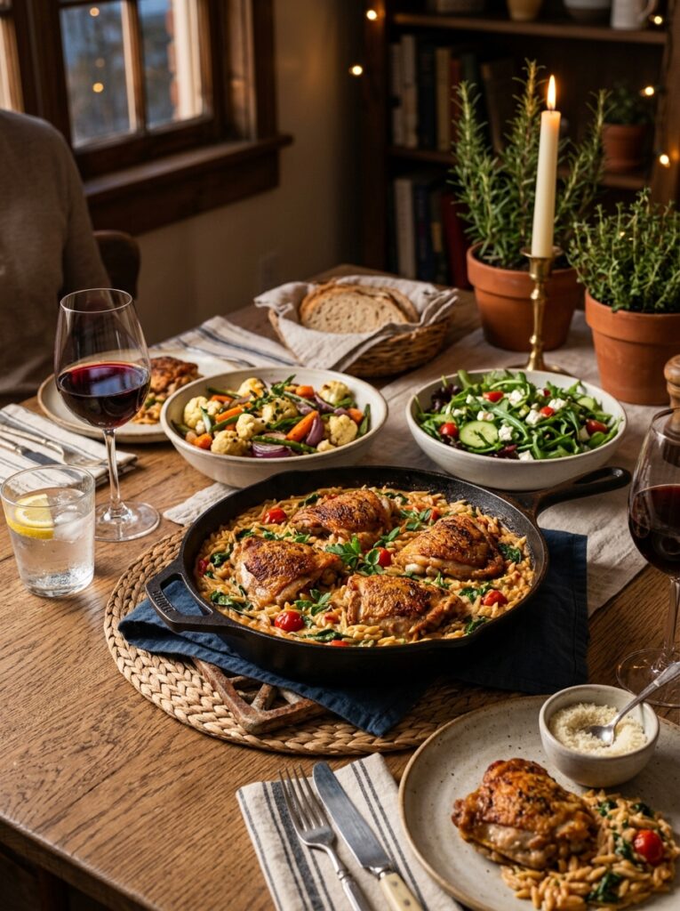 orzo chicken thighs skillet: A One-Pan Wonder for Busy Nights 15 Orzo chicken thighs skillet setup 202605211310