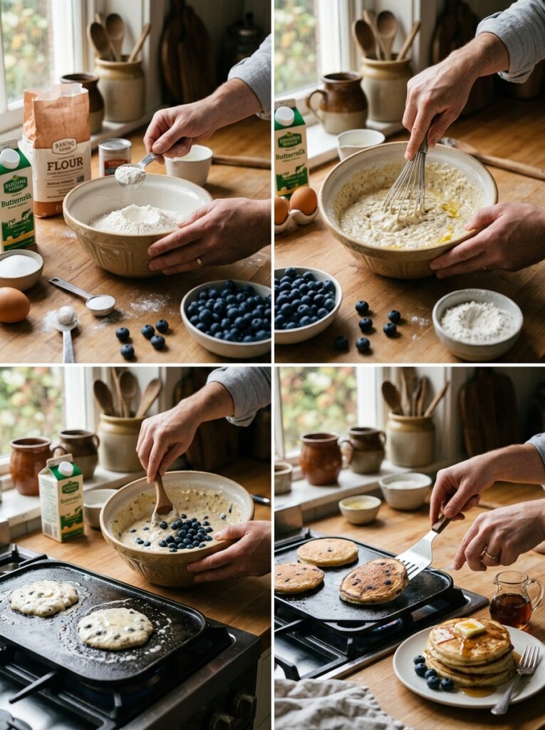 Fluffy Blueberry Buttermilk Pancakes Recipe 14 Pancakes cooking process sequence 202606102057 1