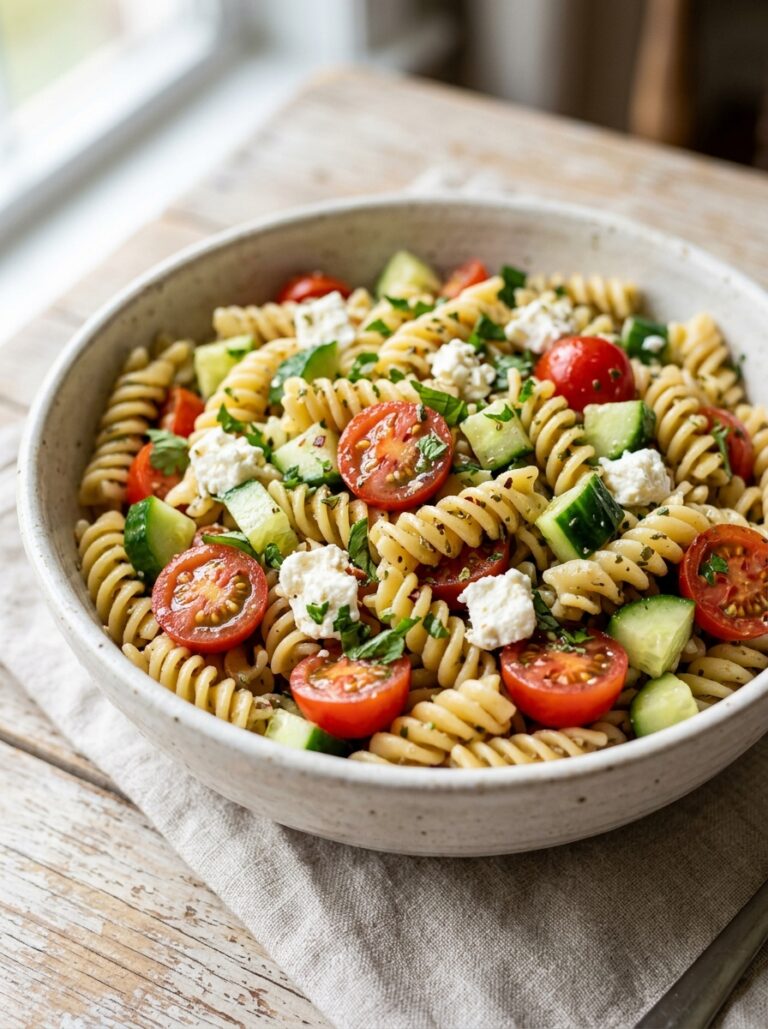 Five Ingredient Dump and Go Pasta Salad: Easy, No-Fuss Recipe 17 Pasta salad with tomatoes cucumb… 202606031922