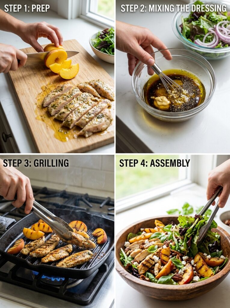 peach grilled chicken salad: Grilled Peach and Chicken Salad with Honey Mustard Dressing 14 Peach grilled chicken salad process 202605291611