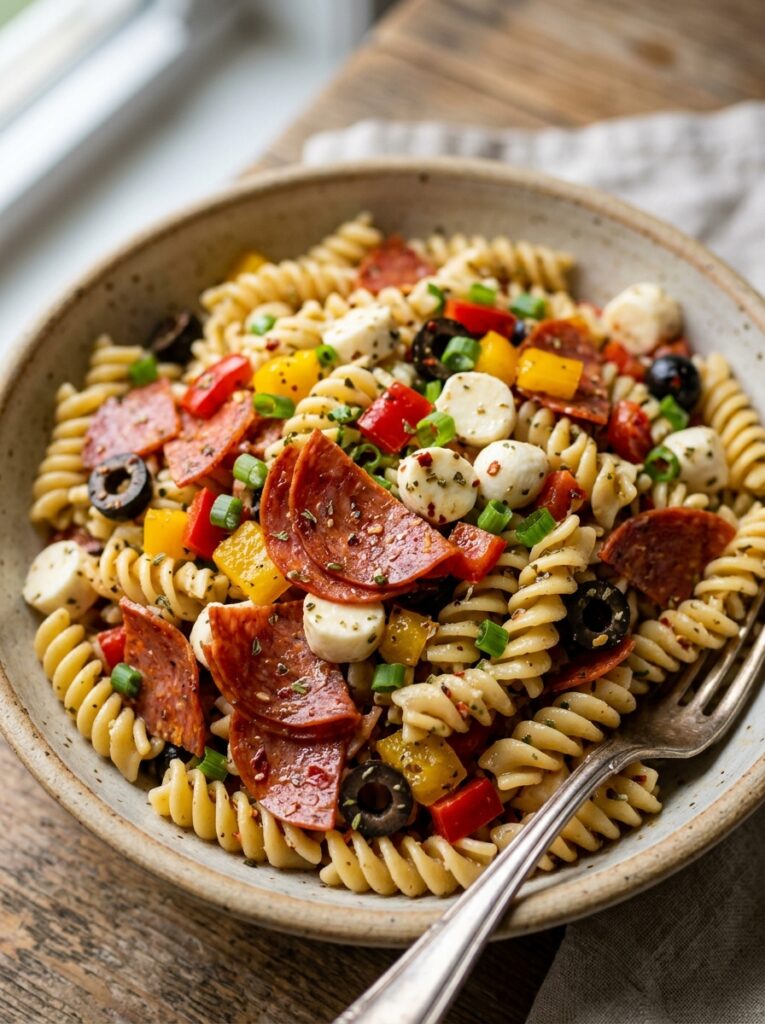 Easy Pepperoni Pizza Style Pasta Salad 12 Pepperoni pizza pasta salad 202606031937
