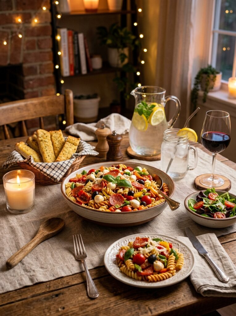 Easy Pepperoni Pizza Style Pasta Salad 15 Pepperoni pizza pasta salad setup 202606031937