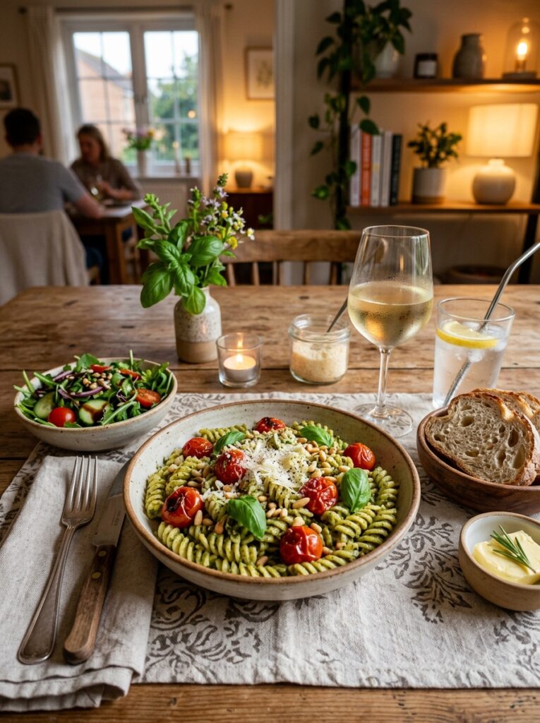 Quick pesto pasta with cherry tomatoes 15 Pesto pasta with tomatoes 202606081915