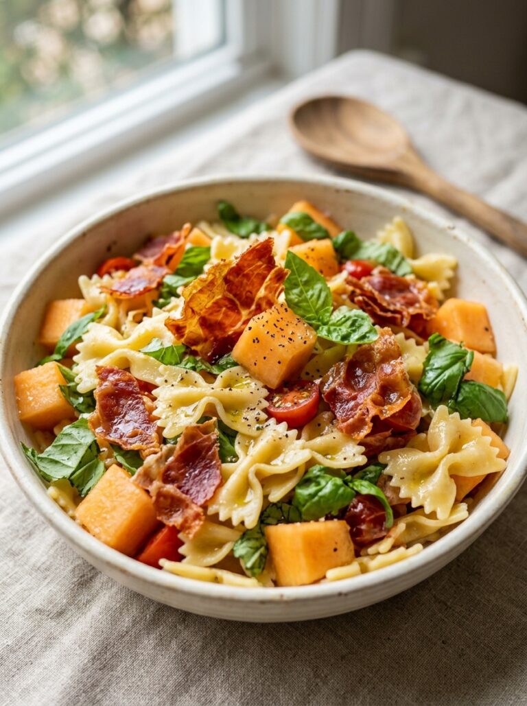 Crispy prosciutto melon basil pasta salad 17 Prosciutto melon basil pasta salad 202606051813
