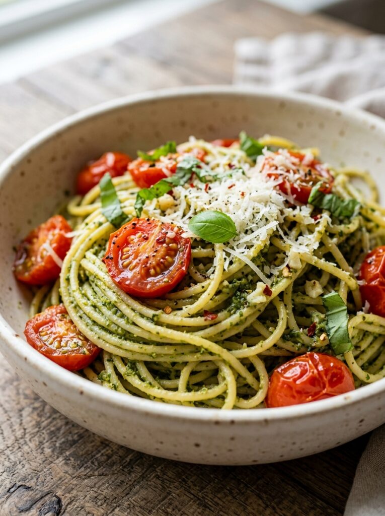 Quick pesto pasta with cherry tomatoes 12 Quick pesto pasta cherry tomatoes 202606081915