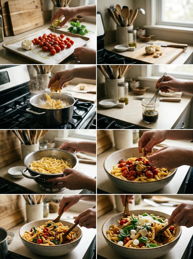 Roasting garlic tomato basil pasta 202606041817