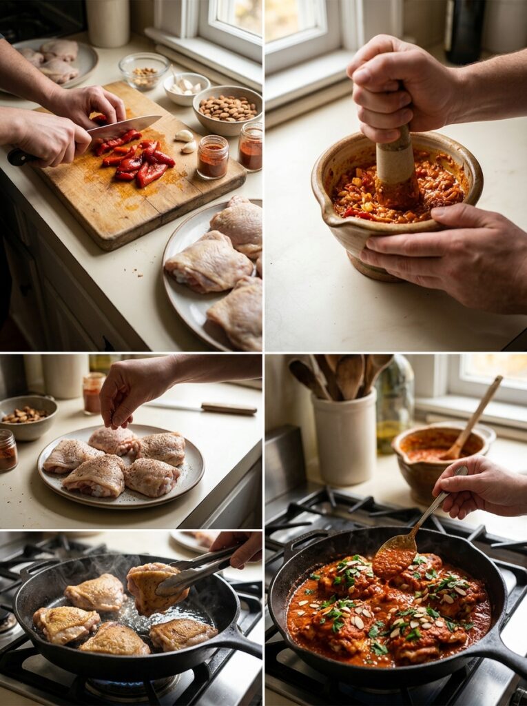 Romesco Chicken Thighs: The Ultimate Mediterranean Dinner 14 Romesco chicken thighs cooking p… 202605050008
