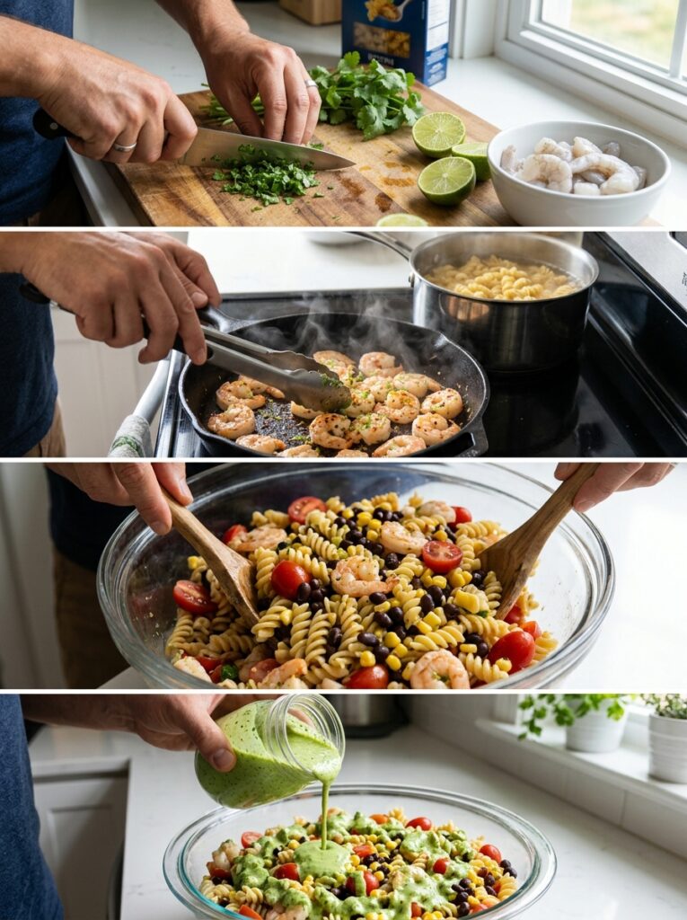 Zesty cilantro lime shrimp pasta salad 14 Shrimp pasta salad cooking process 202606051747