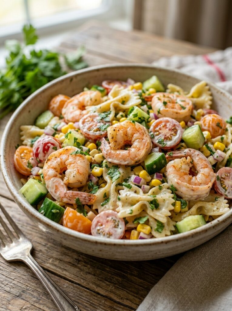 Zesty cilantro lime shrimp pasta salad 12 Shrimp pasta salad hero subject 202606051747