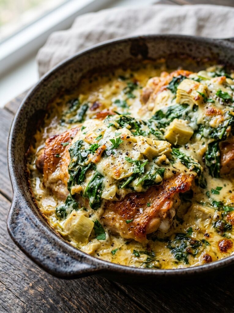 Spinach Artichoke Chicken Thighs 12 Spinach artichoke chicken thighs 202605081317